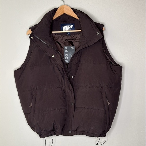 Lands' End Women's Down Puffer Wide Channel Vest in Rich Brown Size Large NWT - Picture 1 of 11